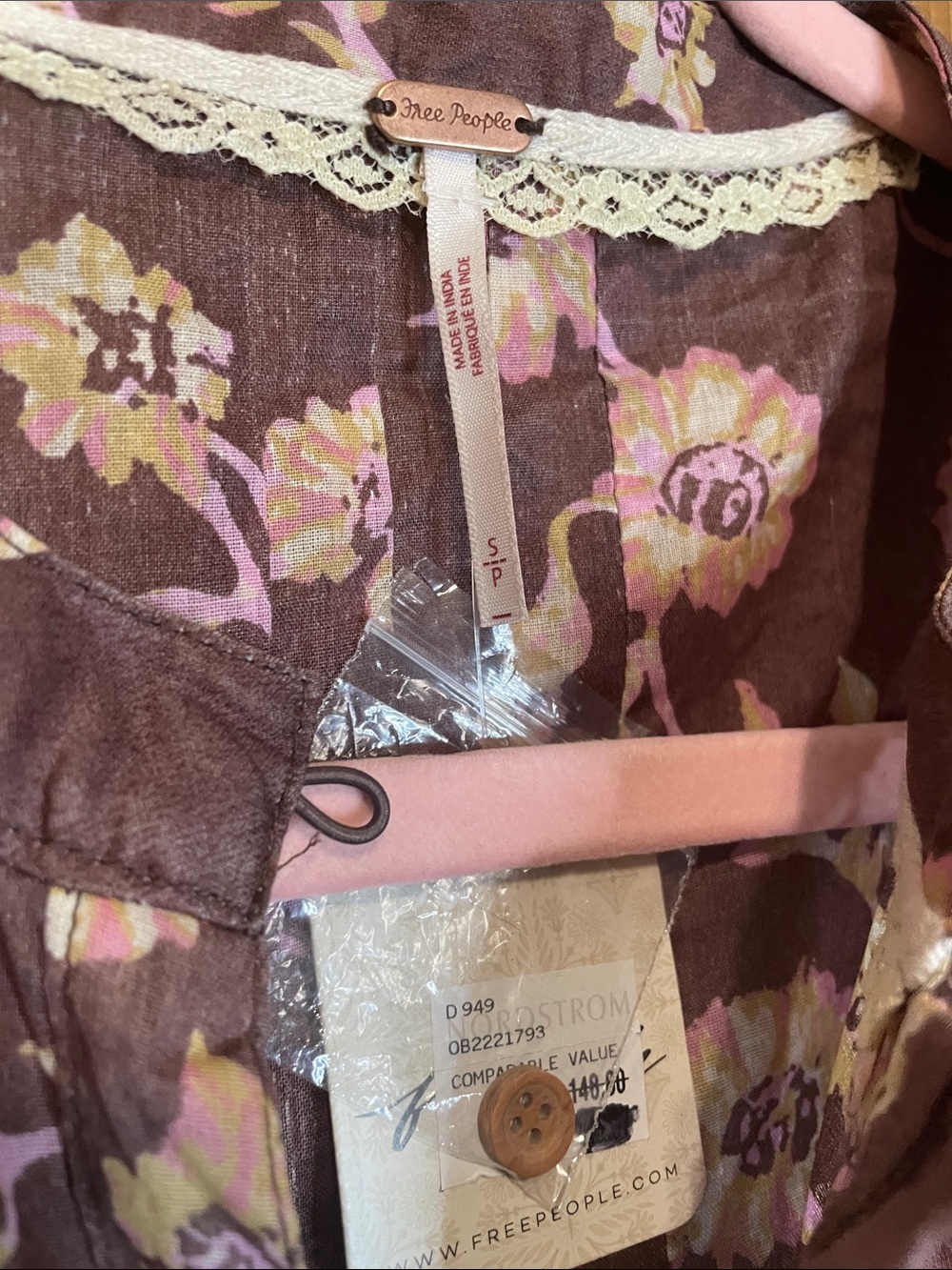 Free People Bella Mae brown floral midi dress NWT - Picture 7 of 12